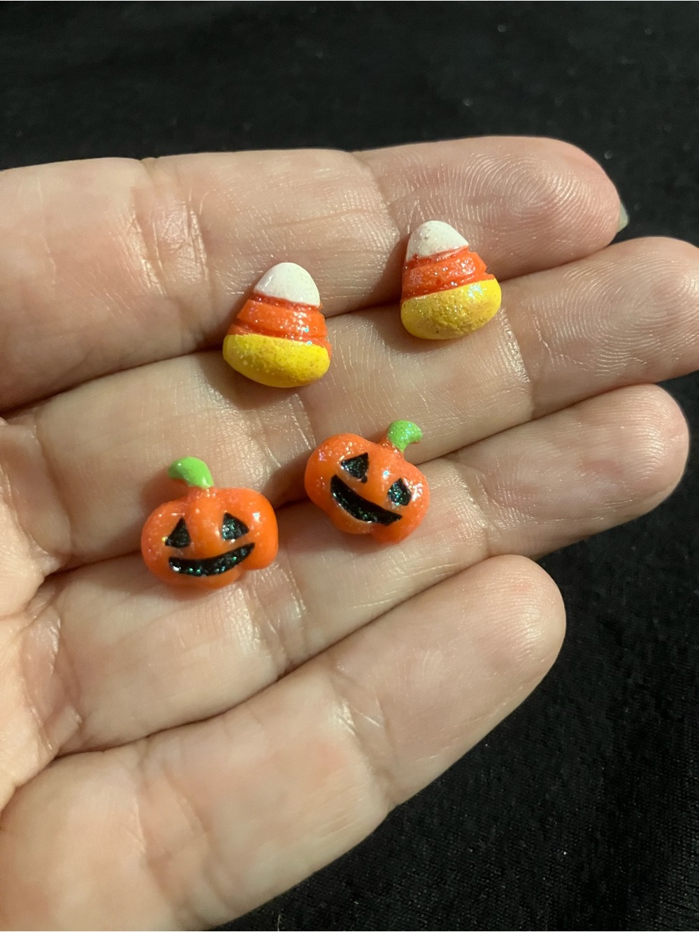 Halloween Pumpkin & Candy Corn Earring Set - Orange